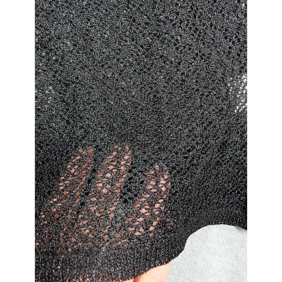 Lela Rose Women Top Small Open Knit Crewneck Metallic Long Sleeve Pullover - Picture 4 of 11